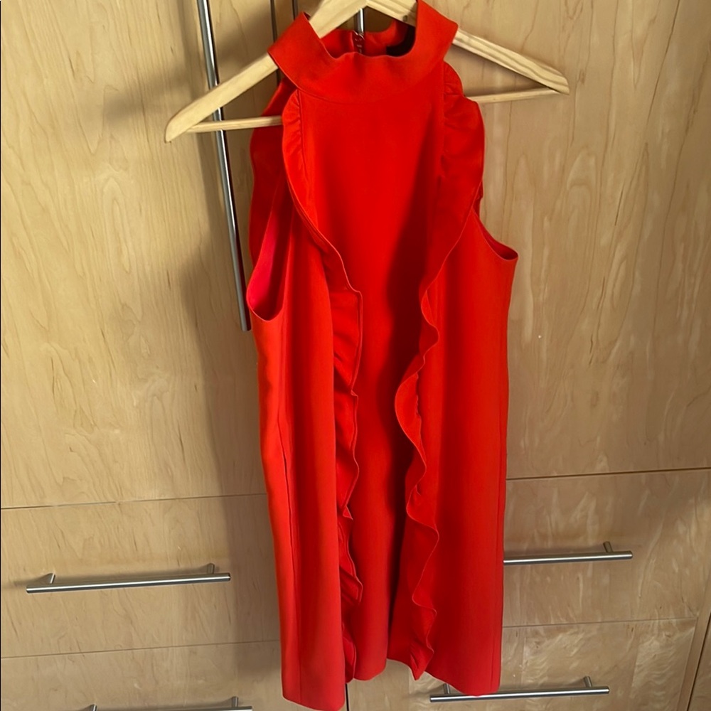 Ted Baker London Red Ruffled Halter Midi Dress
